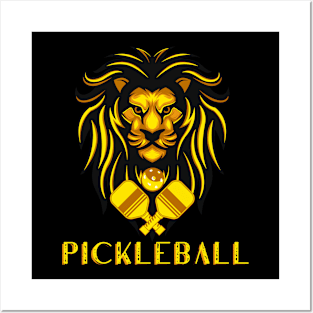 Pickleball man , cool pickleball design with Lion head, paddle Posters and Art